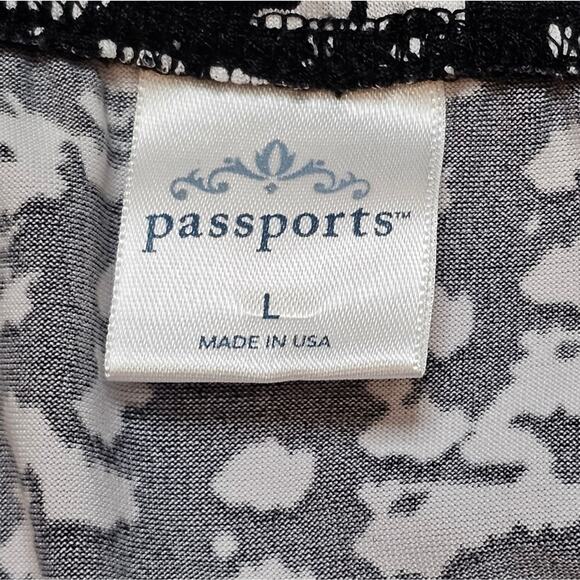 Passports Black and White Elastic Waist Flowy Skirt Large - Picture 3 of 8